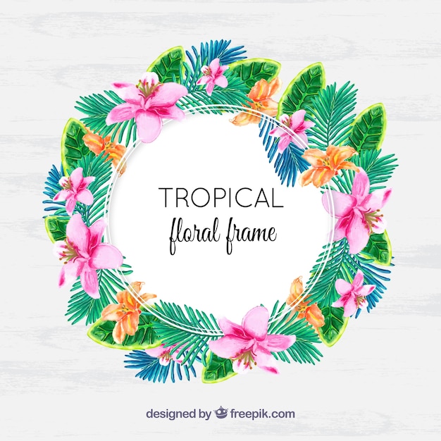 Tropical watercolor wreath