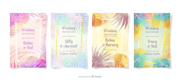 Free vector tropical wedding invitation