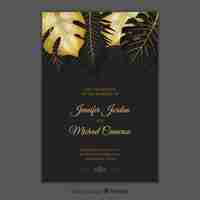 Free vector tropical wedding invitation