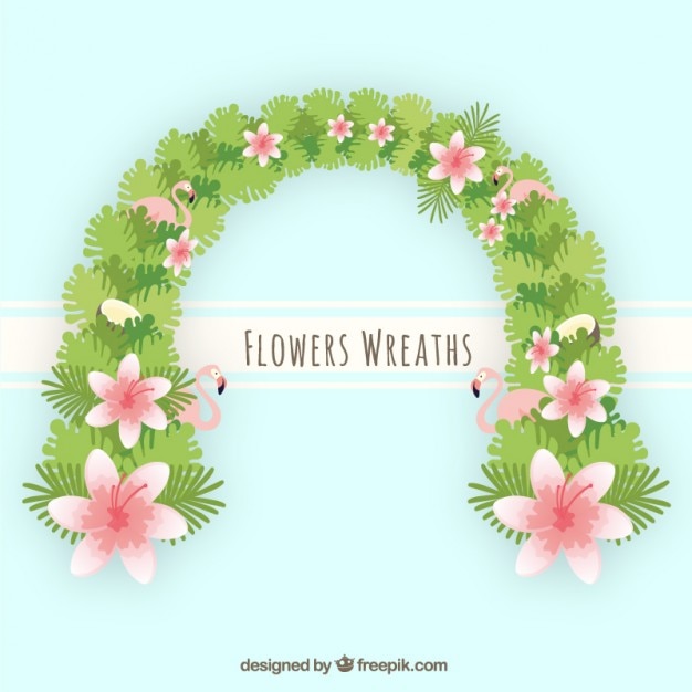 Free vector tropical wreath with flowers