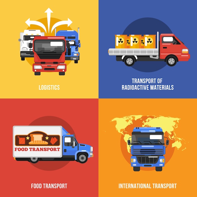 Truck Icons Flat