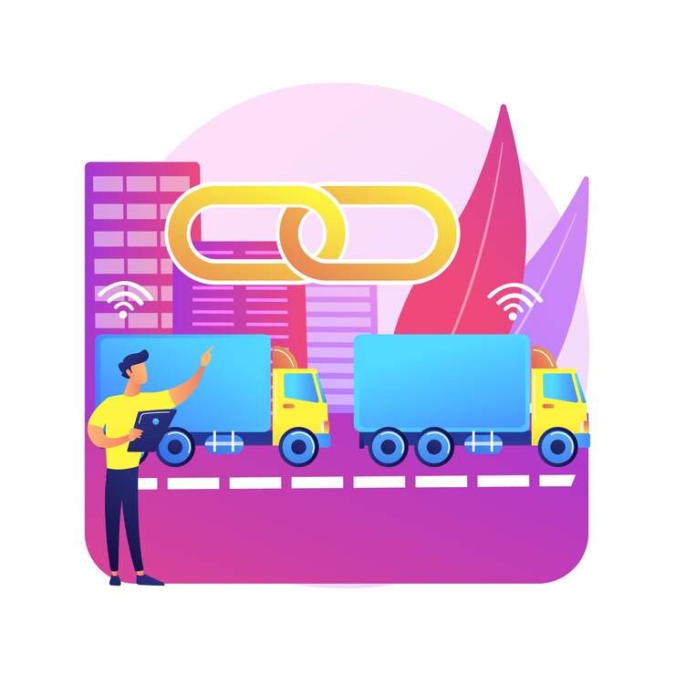 Free Vector truck platooning illustration