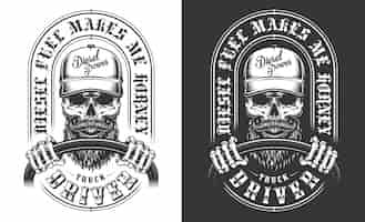 Free vector trucker emblem with skull