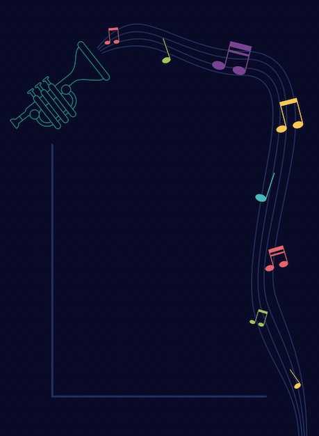 Бесплатное векторное изображение Труба и неоновые ноты