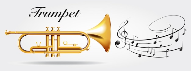 Trumpet and music notes