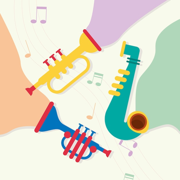 Free vector trumpets and saxophone instruments