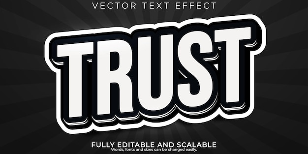 신뢰 텍스트 효과 편집 가능한 현대 문자 타이포그래피 글꼴 스타일
