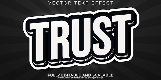 Vettore gratuito fidati dell'effetto del testo modificabile stile del carattere tipografico moderno dell'iscrizione