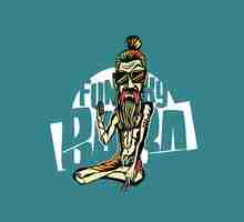 Vettore gratuito tshirt design funky baba yogi che tiene un'illustrazione vettoriale comune o sigaretta