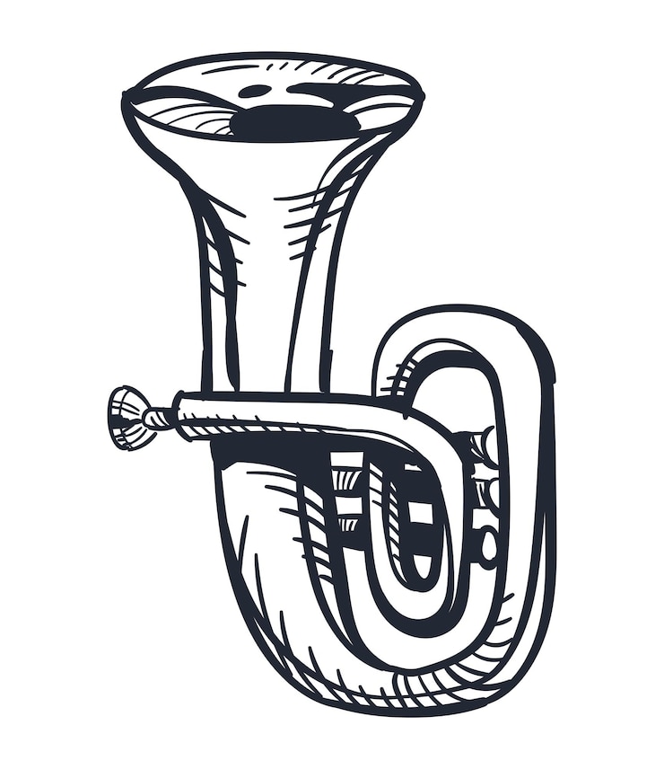 Free Vector tuba instrument musical sketch style
