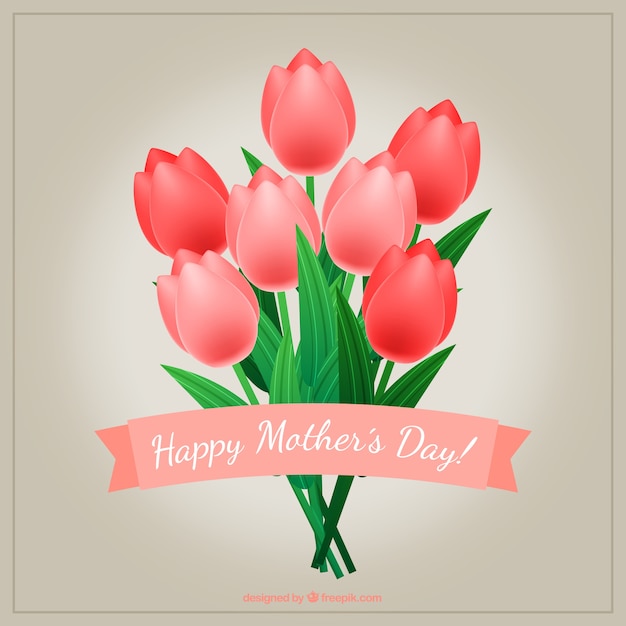 Free vector tulips bouquet for mother's day