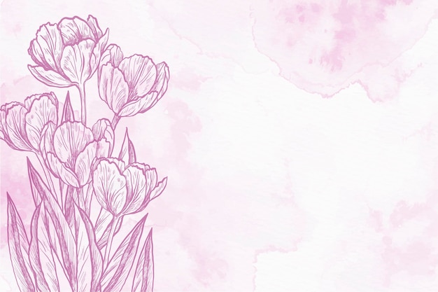 Tulips powder pastel hand drawn background