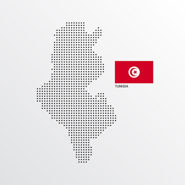 Free vector tunisia map design with flag and light background vector