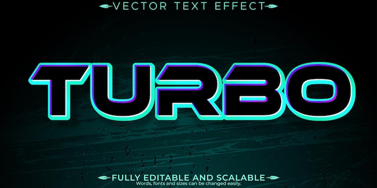 Free Vector turbo text effect editable fast and race customizable font style