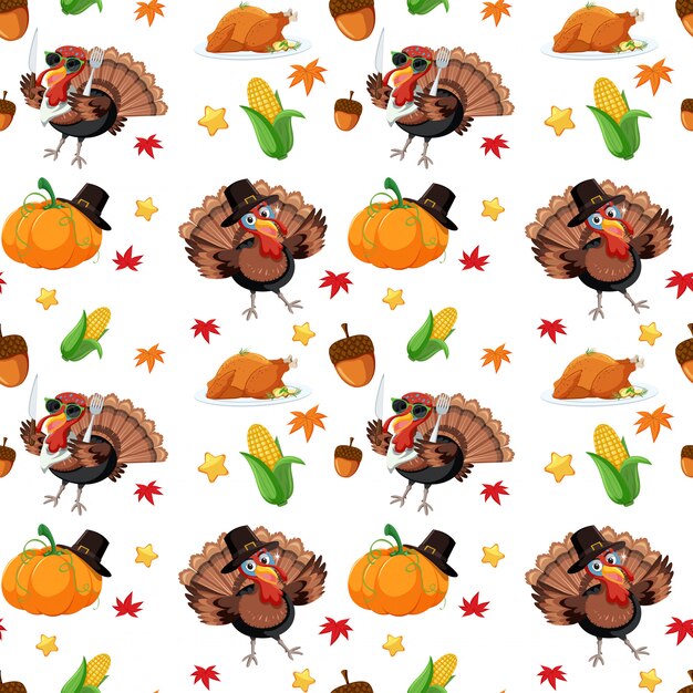 An turkey autumn seamless pattern