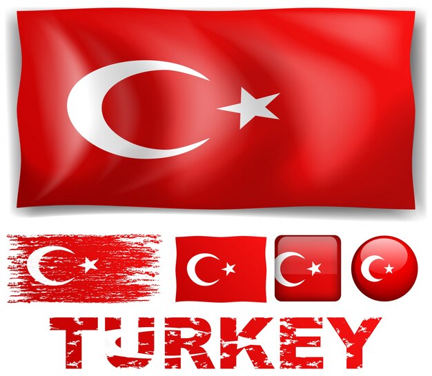 異なるデザインのトルコの国旗イラスト