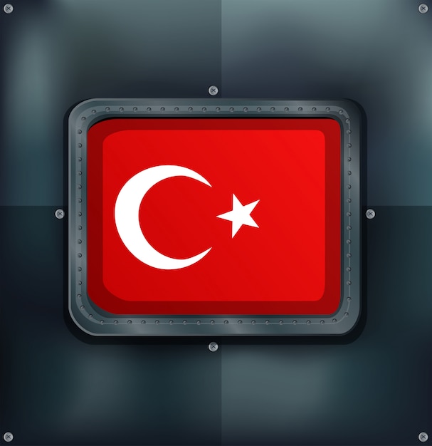 Turkey flag on metalic