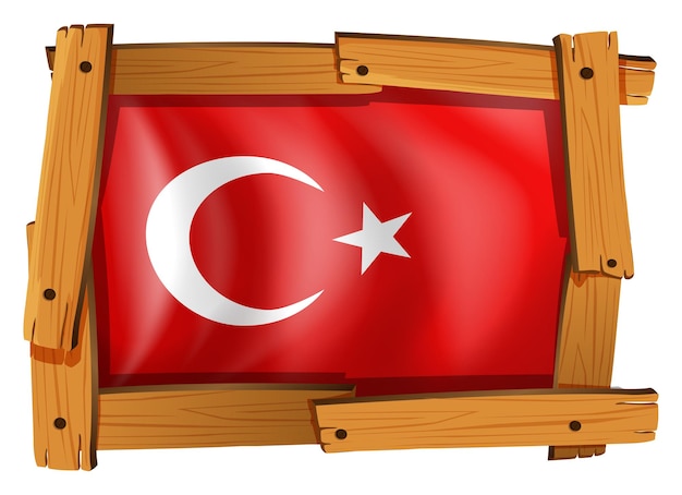 나무 프레임에 터키 국기