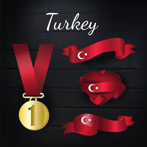 Turkey gold medal and ribbons collection