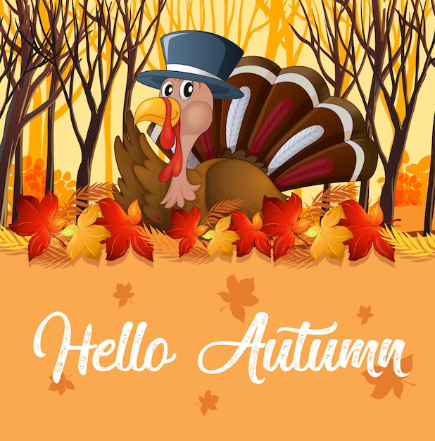 Turkey and orange autumn template