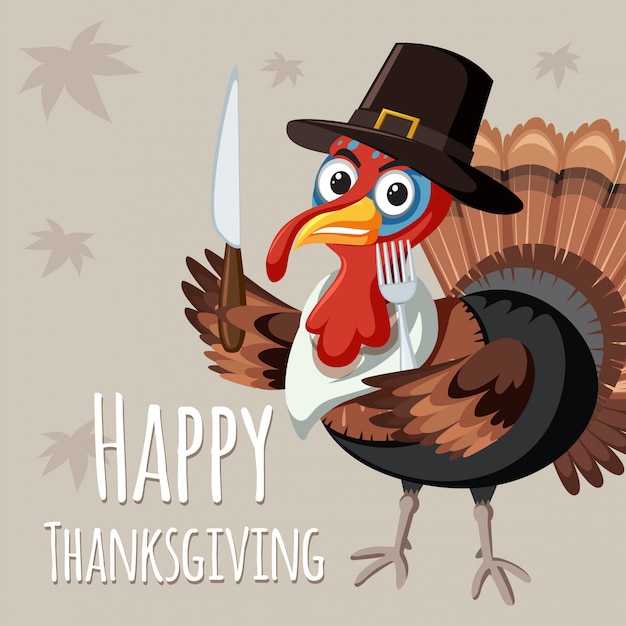 Free vector turkey on thanksgiving template
