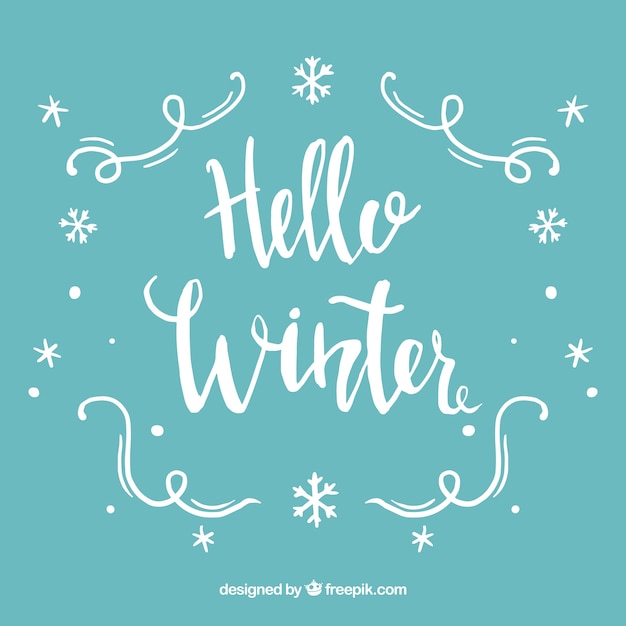 Free Vector turquoise background hello winter