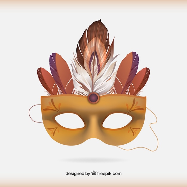 Maschera di carnevale con le piume turchese