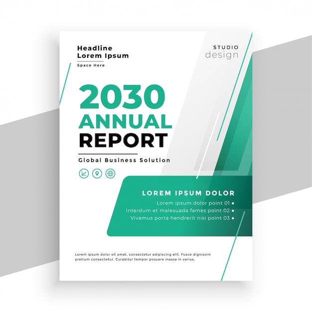 Turquoise color business annual report flyer template design