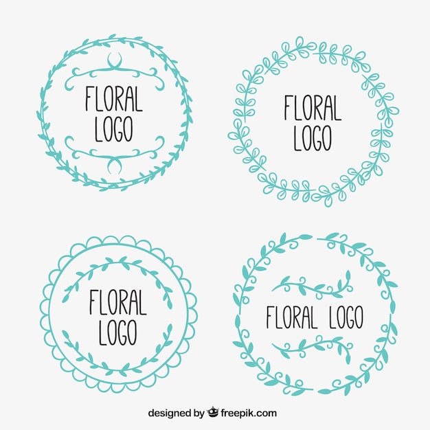 Turquoise floral logos