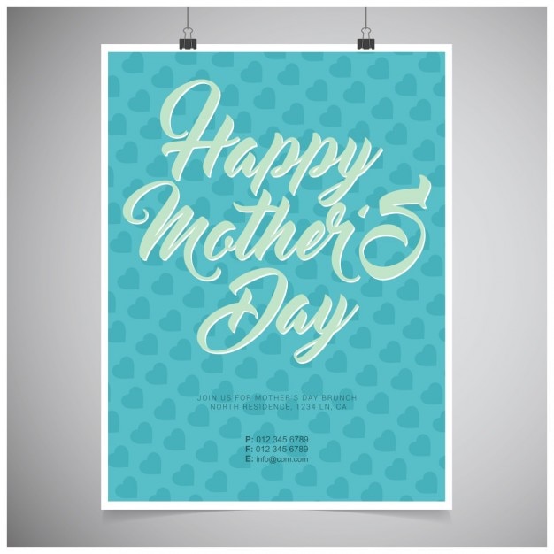 Vettore gratuito felice poster mothers day tipografia