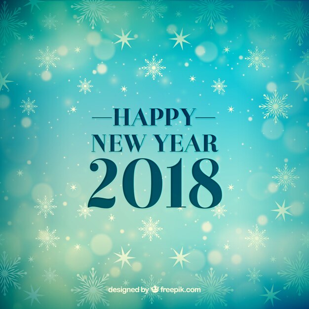 Turquoise new year background with bokeh effect