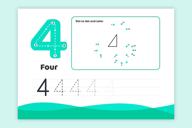 Turquoise number four worksheet