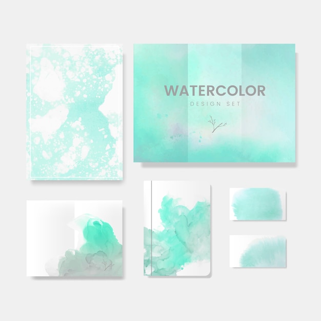 Free vector turquoise watercolor style brochure vector