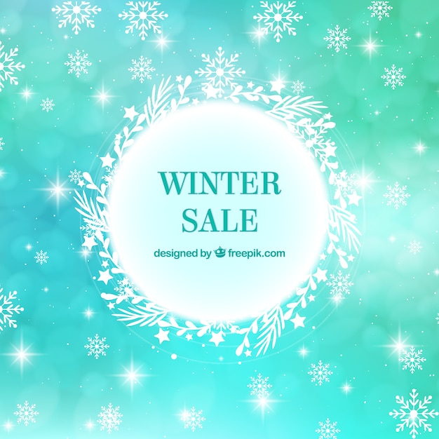 Free vector turquoise winter sale design