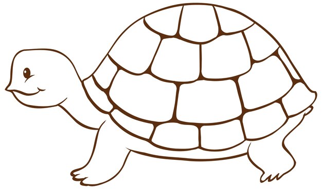 Черепаха в простом стиле каракули на белом фоне