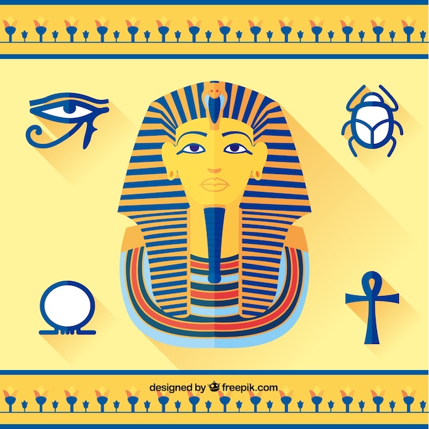 Free vector tutankhamun and egyptian elements