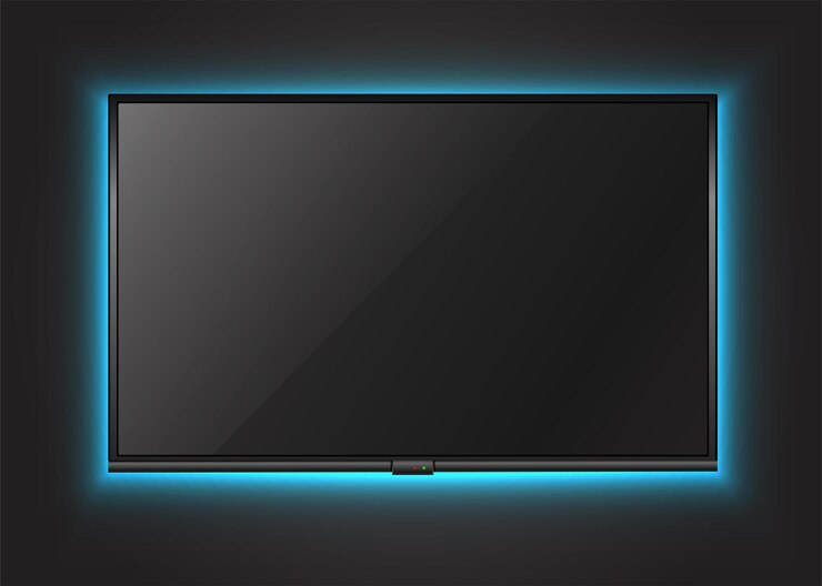 Free Vector tv screen on the wall with neon light