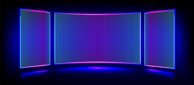 無料ベクター テレビ番組 led スクリーン ステージと lcd の壁の背景