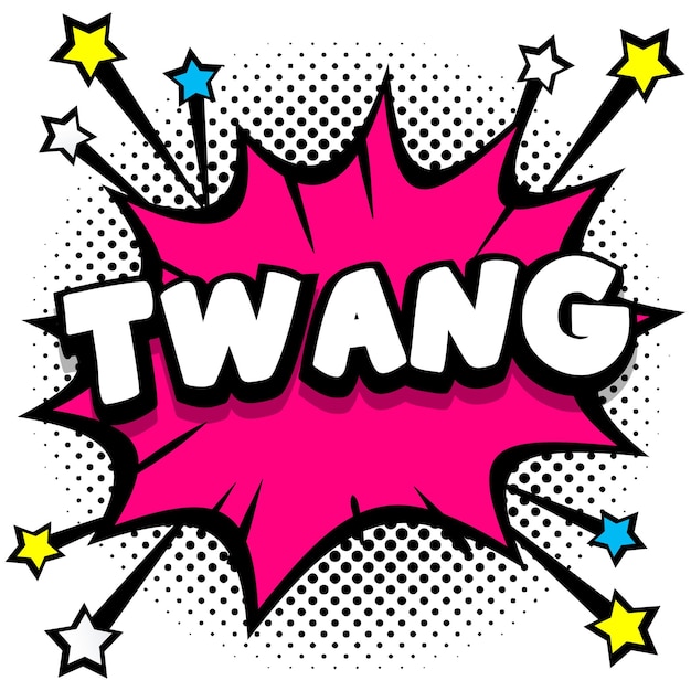 무료 벡터 twang 팝 아트 만화 연설 거품 책 음향 효과