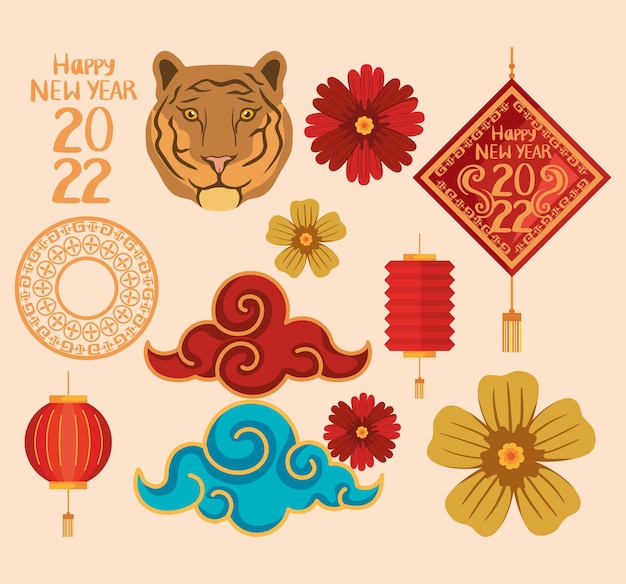 Twelve chinese new year icons