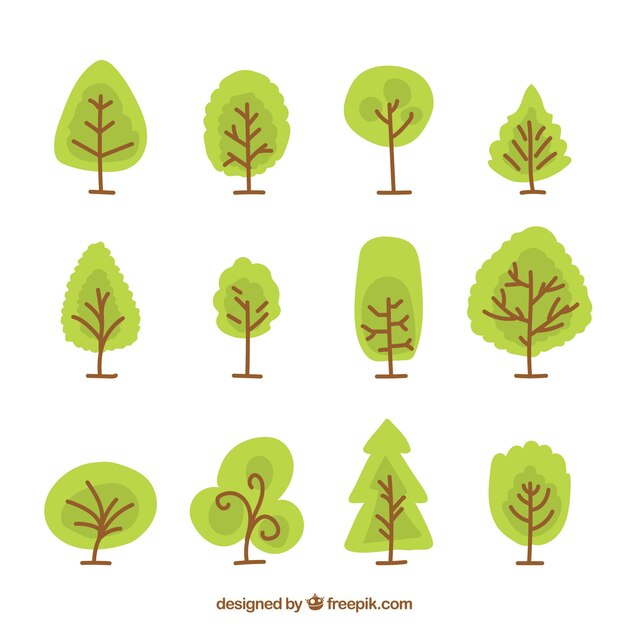 Twelve funny trees