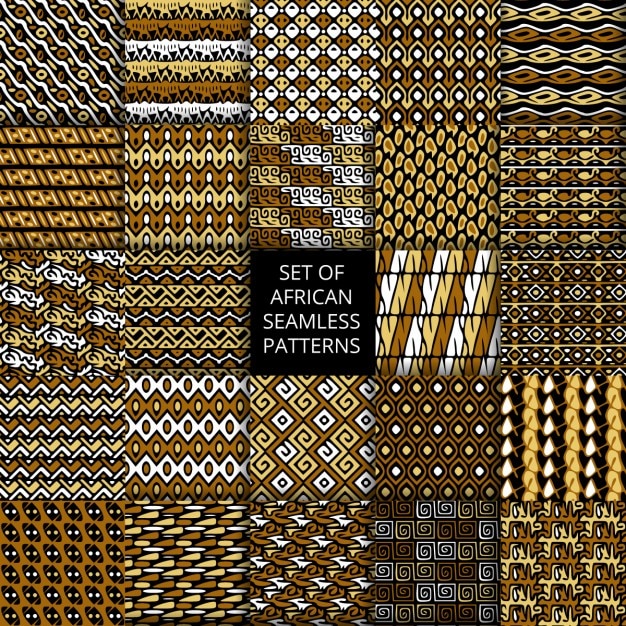 Бесплатное векторное изображение Набор векторных бесшовные модели с африканской этнической и племенной орнамент