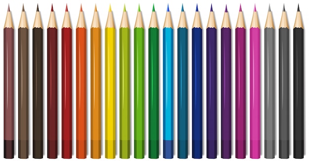 Free vector twenty one shades of color pencils