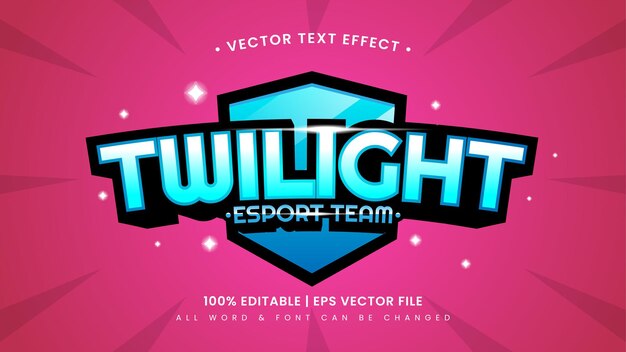 Twilight esport 3d text style effect. editable illustrator text style.