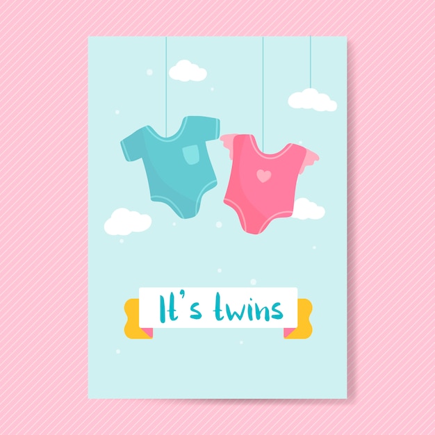 Free vector twin babies reveal card