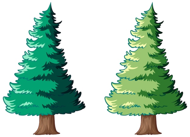 Free vector twin evergreen trees vector illustration