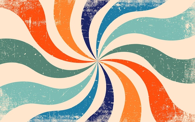 Free Vector twisted retro sun burst background with grunge texture