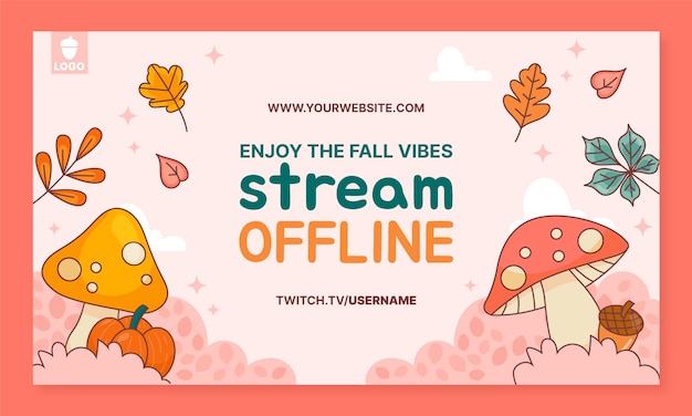 Free vector twitch background for autumn season celebration