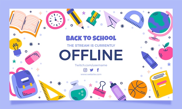 Vettore gratuito twitch sfondo per la stagione del ritorno a scuola