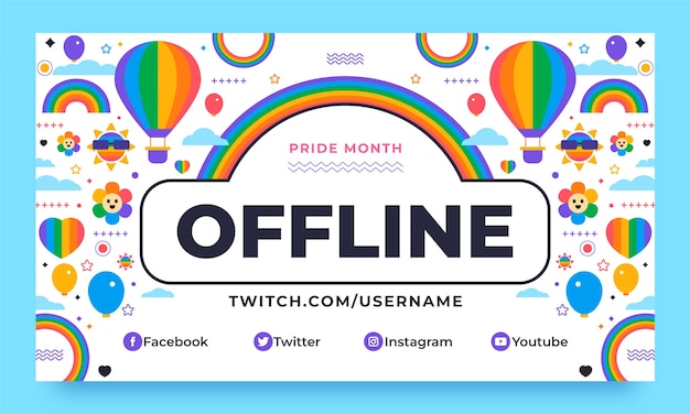 Vettore gratuito twitch sfondo per la celebrazione del mese dell'orgoglio